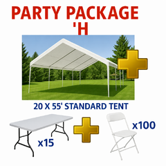 20x55 Tent + 15 Tables + 100 Chairs