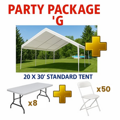 20x30 Tent + 8 Tables + 50 Chairs